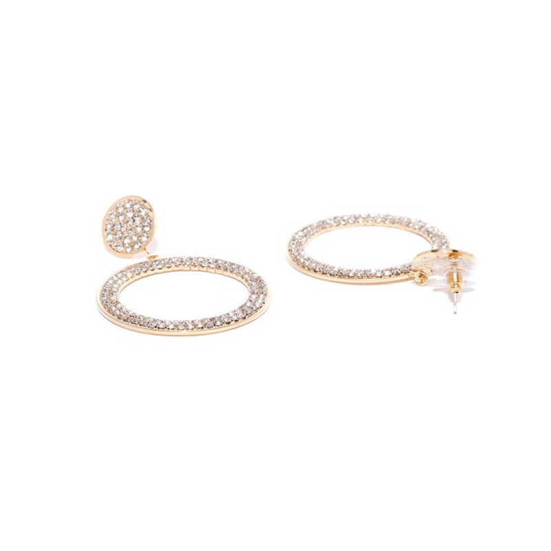 Gold-Toned Geometric Jhumkas Earrings